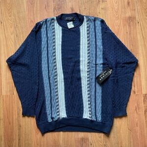 Vintage Protege NWT Men’s XL  Textured Knit Sweater Blue Grey Made In USA